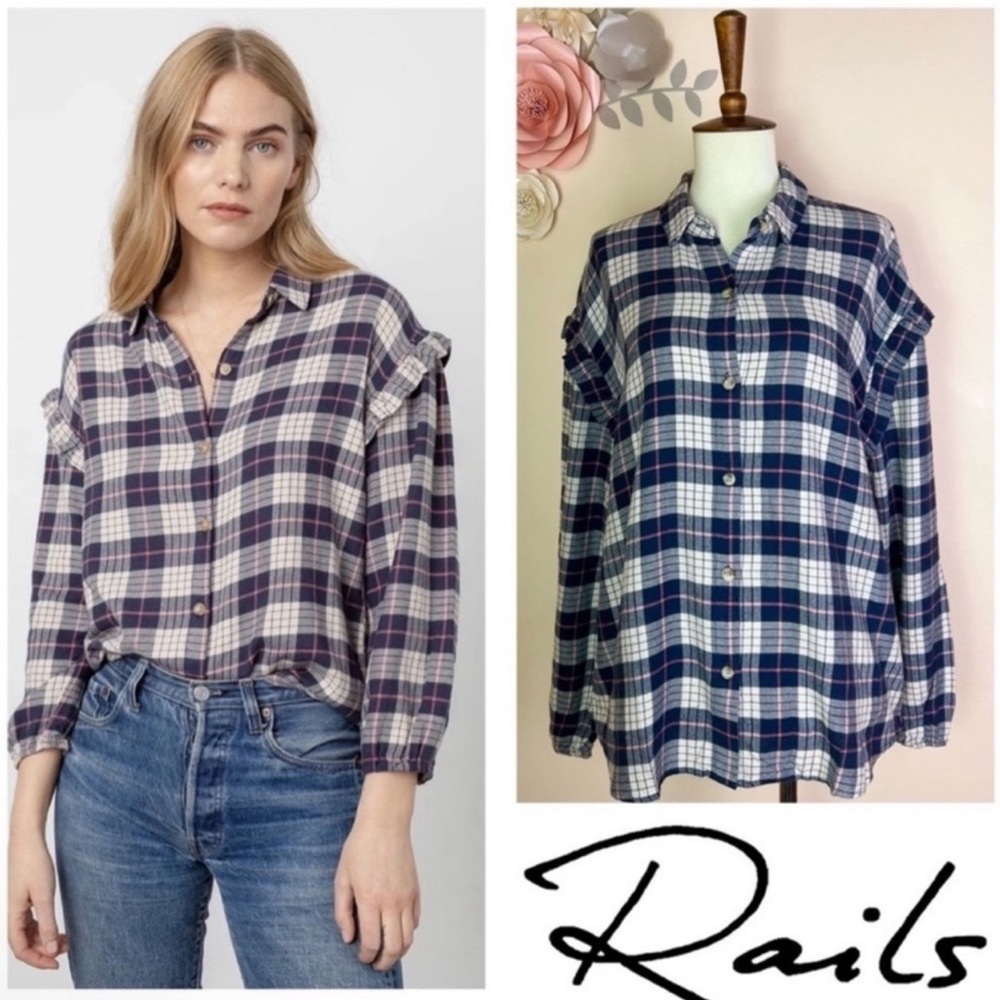 New! RAILS Hunter Willow Button Down Flannel Plaid Shirt
